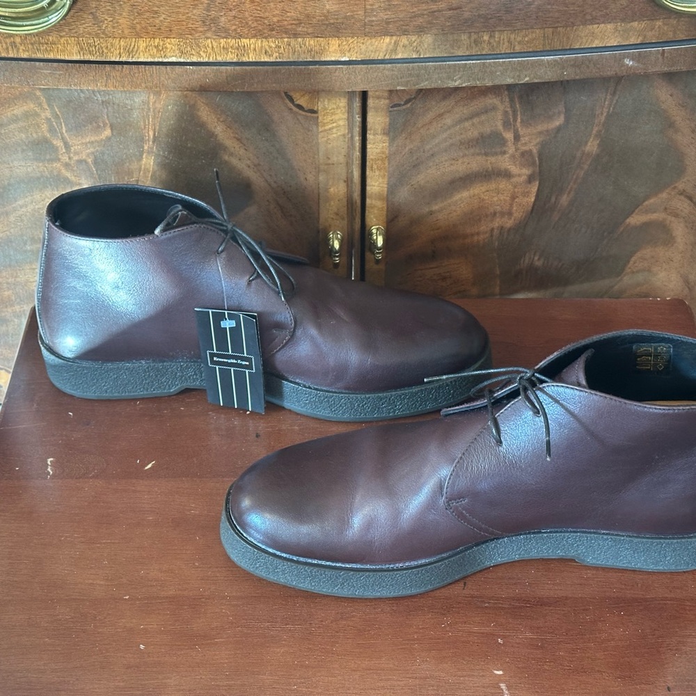Ermenegildo Zegna Leather Lace Up Derby Dress Shoes - Picture 6 of 11